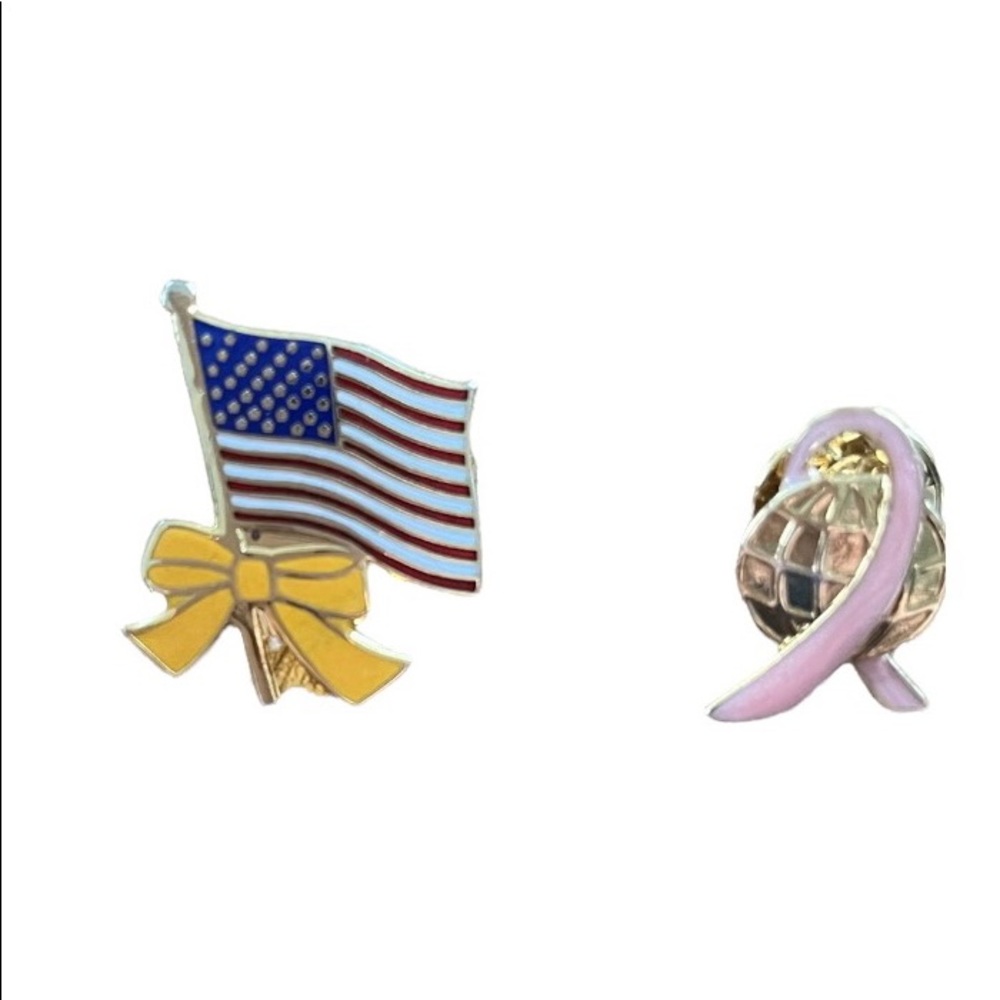 USA Pins Brooches American Flag Breast Cancer Awareness Tac Pin Patriotic